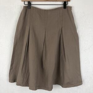 DANTENDORFER Linen Cotton Pleated Skirt Sz 6 29" Toasted Barley‎ Preppy Lined